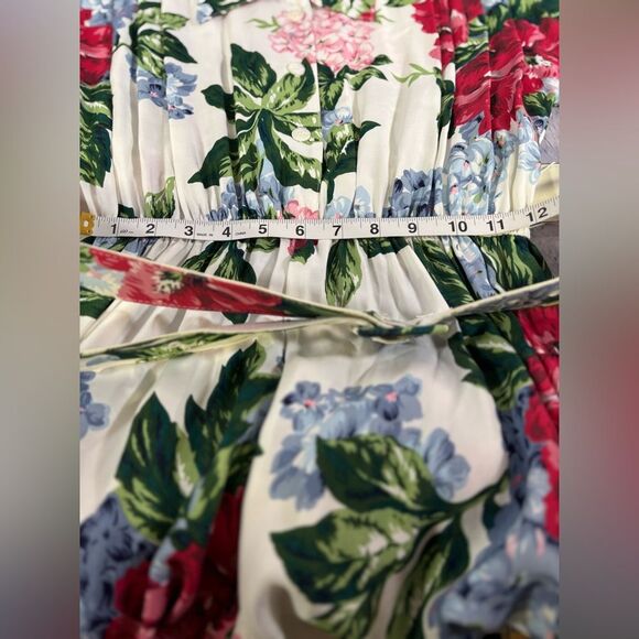 Vintage 80s Carol Anderson Cream Retro Cottagecore Romantic Floral Midi Dress 16 - Picture 7 of 9